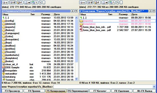 Копирование файлов стретегии Forex Blu Box в папку с терминалом