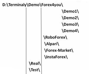Структура папки для установки нескольких терминалов МетаТрейдер 4.