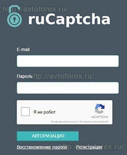 Окно авторизации на сервисе RuCaptcha.