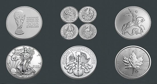 Вид серебярных монет от Альпари.