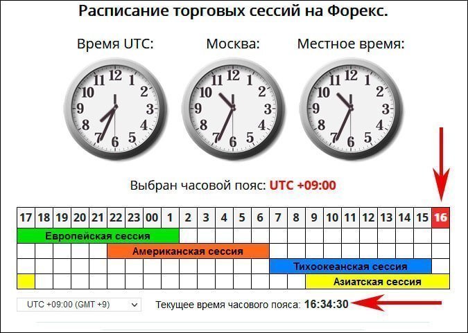 Выбран часовой пояс +09:00 UTC.