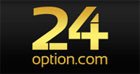 Перейти на сайт брокера бинарных опционов 24option. Логотип брокера бинарных опционов 24option.