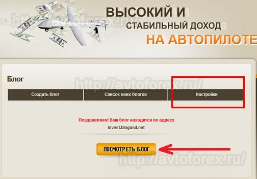 Кнопка для просмотра блога партнера. Кнопка просмотра созданного партнером Invest-System блога.